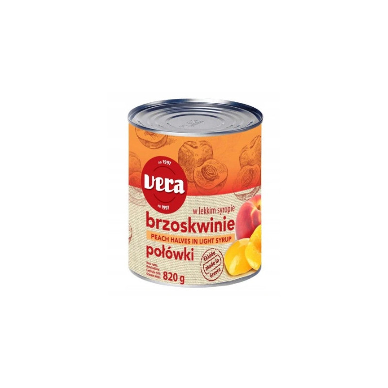 VERA Brzoskwinie połówki w lekkim syropie 820g